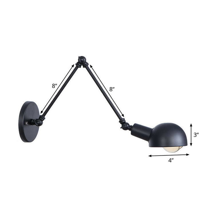 Lisslune | Black Swivel Wall Light Kit Vintage Iron 8"/19.5"+19.5" Wide 1 Bulb Bedroom Wall Mounted Reading Lamp