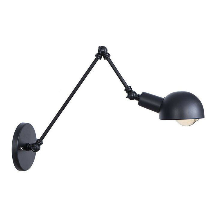 Lisslune | Black Swivel Wall Light Kit Vintage Iron 8"/19.5"+19.5" Wide 1 Bulb Bedroom Wall Mounted Reading Lamp