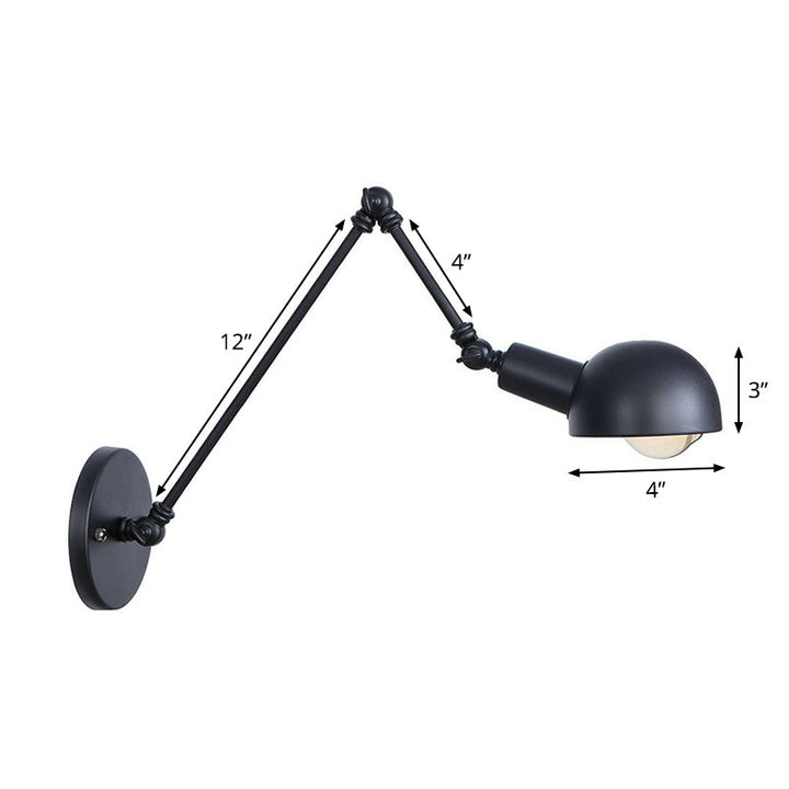Lisslune | Black Swivel Wall Light Kit Vintage Iron 8"/19.5"+19.5" Wide 1 Bulb Bedroom Wall Mounted Reading Lamp
