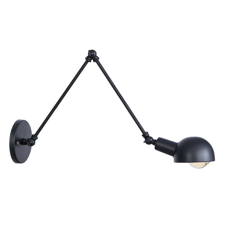Lisslune | Black Swivel Wall Light Kit Vintage Iron 8"/19.5"+19.5" Wide 1 Bulb Bedroom Wall Mounted Reading Lamp
