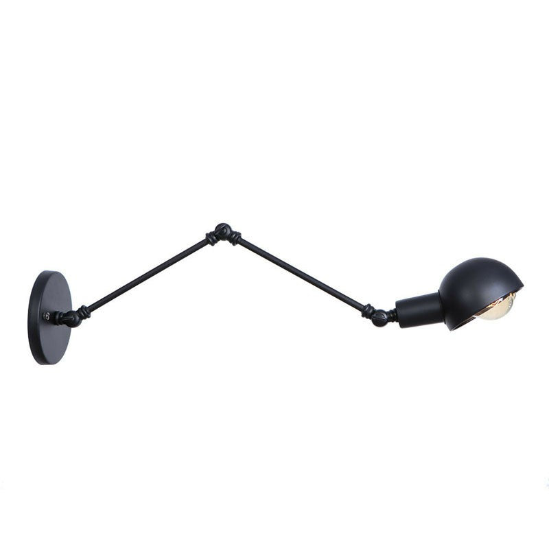Lisslune | Black Swivel Wall Light Kit Vintage Iron 8"/19.5"+19.5" Wide 1 Bulb Bedroom Wall Mounted Reading Lamp