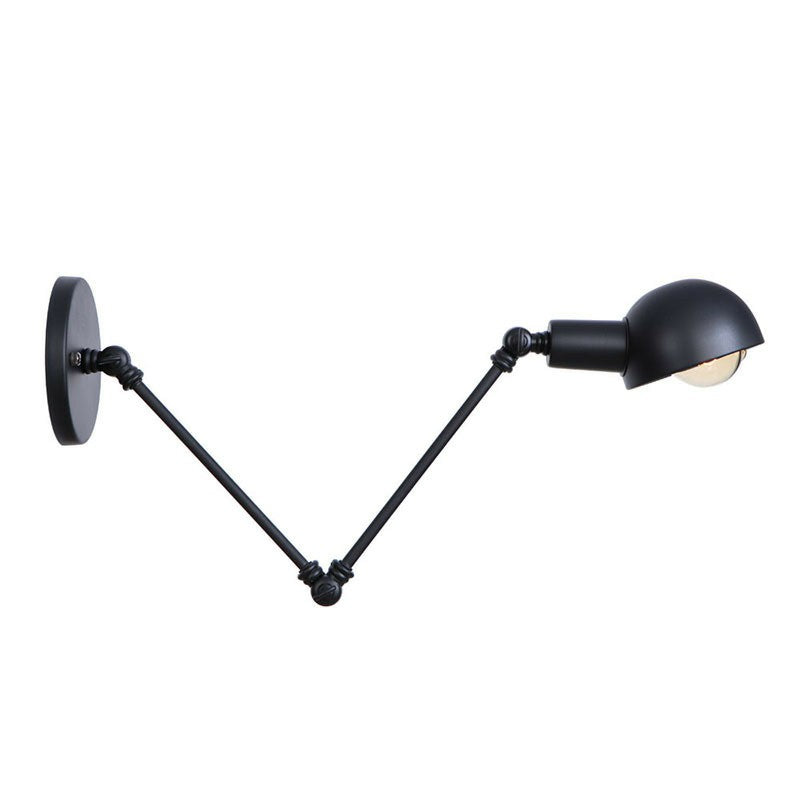 Lisslune | Black Swivel Wall Light Kit Vintage Iron 8"/19.5"+19.5" Wide 1 Bulb Bedroom Wall Mounted Reading Lamp