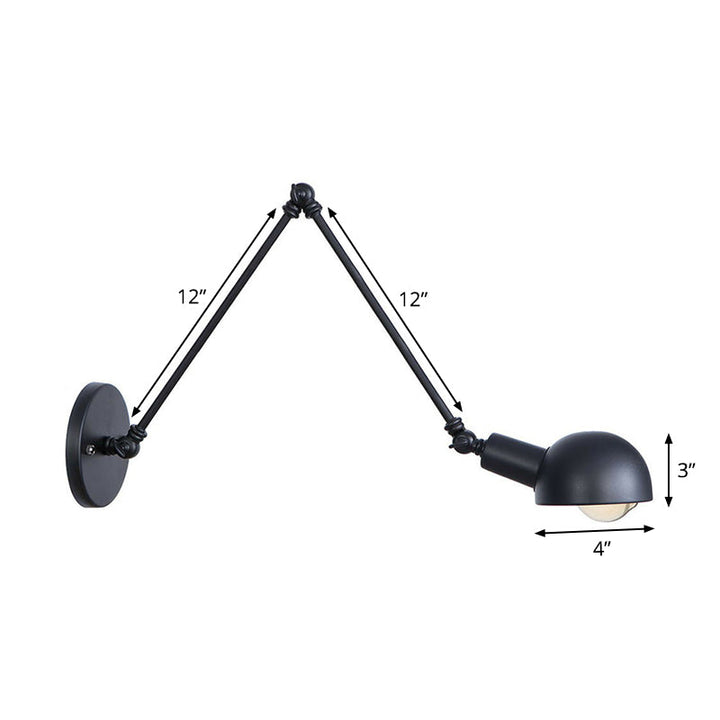 Lisslune | Black Swivel Wall Light Kit Vintage Iron 8"/19.5"+19.5" Wide 1 Bulb Bedroom Wall Mounted Reading Lamp