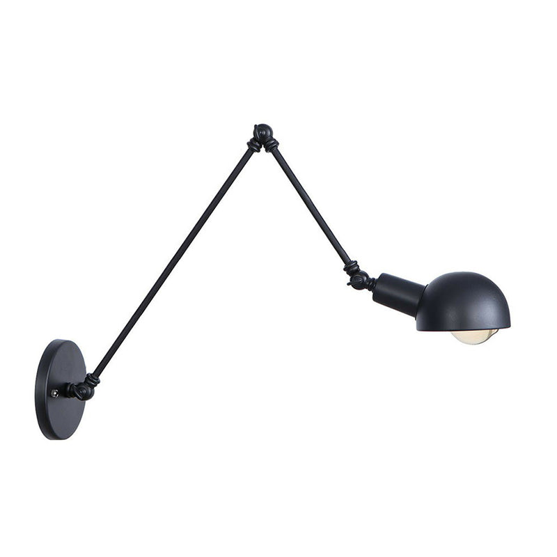 Lisslune | Black Swivel Wall Light Kit Vintage Iron 8"/19.5"+19.5" Wide 1 Bulb Bedroom Wall Mounted Reading Lamp
