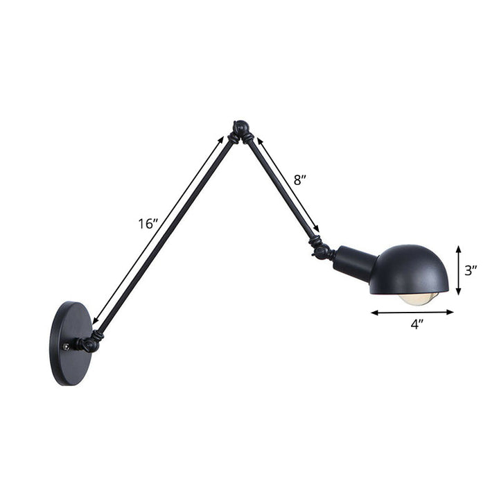 Lisslune | Black Swivel Wall Light Kit Vintage Iron 8"/19.5"+19.5" Wide 1 Bulb Bedroom Wall Mounted Reading Lamp