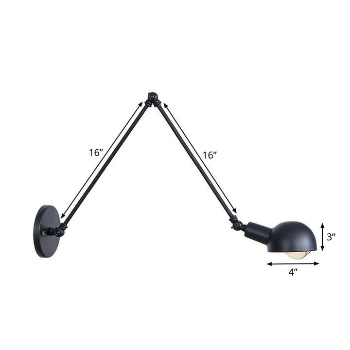 Lisslune | Black Swivel Wall Light Kit Vintage Iron 8"/19.5"+19.5" Wide 1 Bulb Bedroom Wall Mounted Reading Lamp
