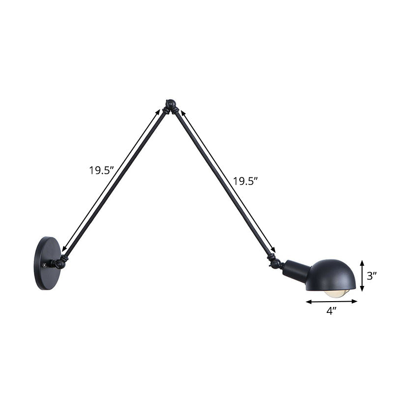 Lisslune | Black Swivel Wall Light Kit Vintage Iron 8"/19.5"+19.5" Wide 1 Bulb Bedroom Wall Mounted Reading Lamp