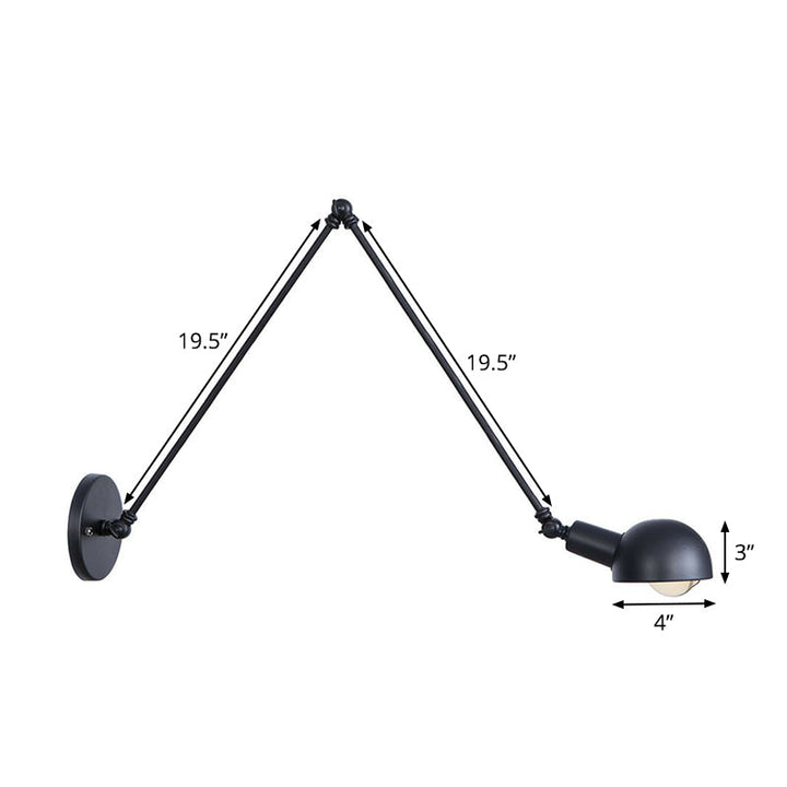Lisslune | Black Swivel Wall Light Kit Vintage Iron 8"/19.5"+19.5" Wide 1 Bulb Bedroom Wall Mounted Reading Lamp