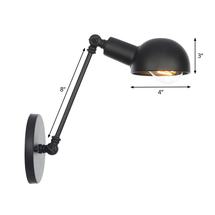Lisslune | Black Swivel Wall Light Kit Vintage Iron 8"/19.5"+19.5" Wide 1 Bulb Bedroom Wall Mounted Reading Lamp