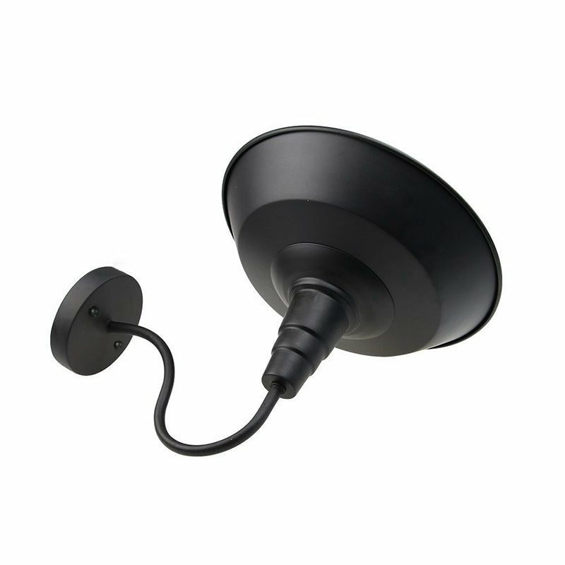 Lisslune | Metallic black wall lamp socket barn shade 1 head rustic wall-mounted lamp with goose neck arm
