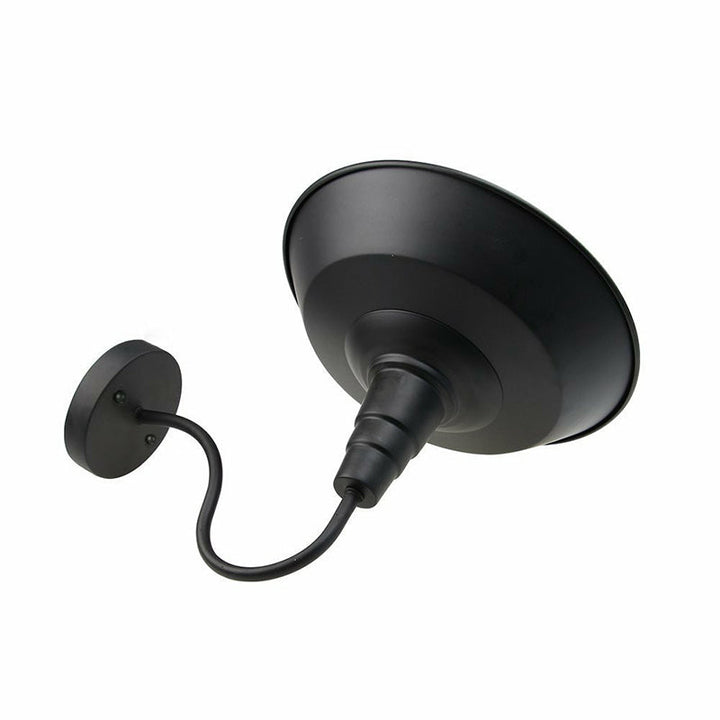Lisslune | Metallic black wall lamp socket barn shade 1 head rustic wall-mounted lamp with goose neck arm