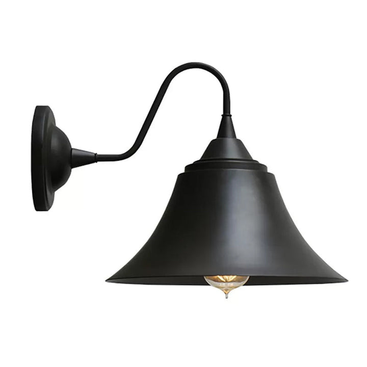 Skørter | Single Bulb Bell Shade Wall Light Farmhouse Black Iron Gooseneck Wall Mounted Light Fixture