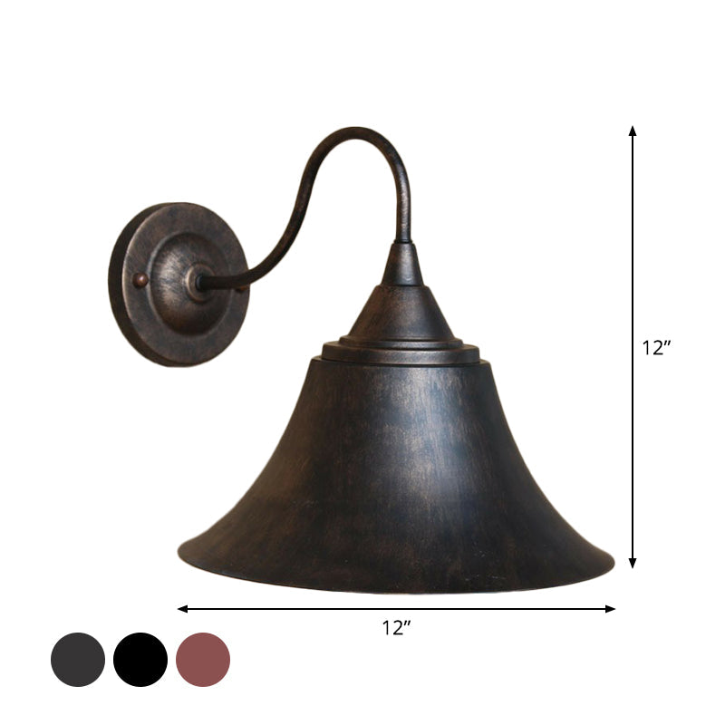 Skørter | Iron Carillon Wall Light Ideas Country 1-Light Bistro Gooseneck Wall Lamp in Black/Antique Black/Rust