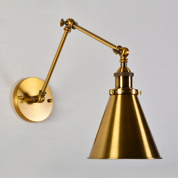 Skørter | Brass 1 Light String Wall Lamp Kit Antique Metal Conical Wall Mounted Lighting Fixture with Flexible Swivel Arm