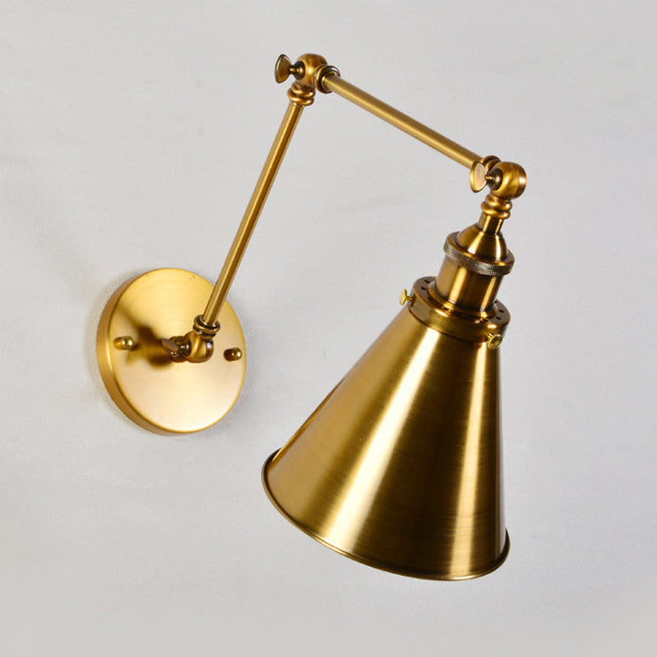 Skørter | Brass 1 Light String Wall Lamp Kit Antique Metal Conical Wall Mounted Lighting Fixture with Flexible Swivel Arm