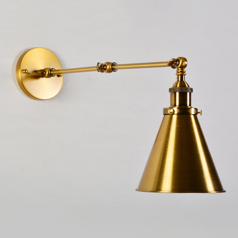 Skørter | Brass 1 Light String Wall Lamp Kit Antique Metal Conical Wall Mounted Lighting Fixture with Flexible Swivel Arm