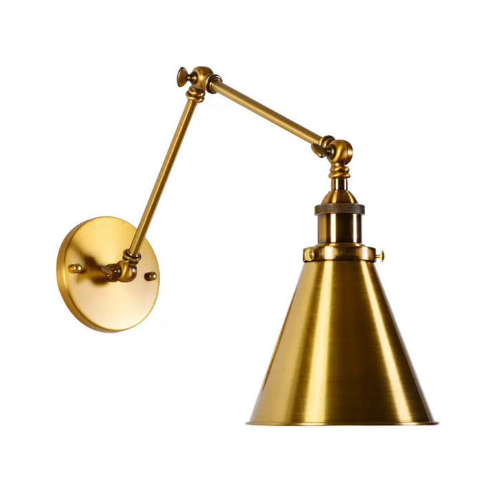 Skørter | Brass 1 Light String Wall Lamp Kit Antique Metal Conical Wall Mounted Lighting Fixture with Flexible Swivel Arm