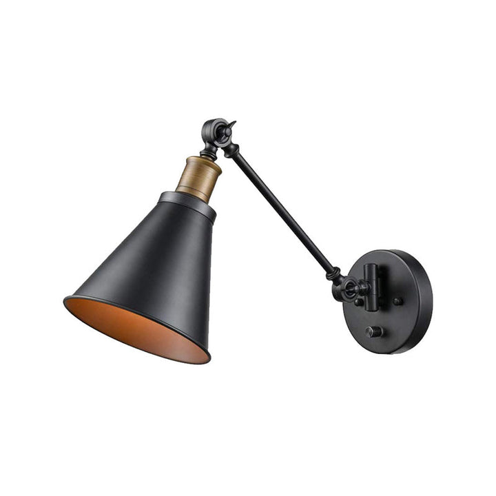Skørter | Horn Iron Wall-mounted Reading Light Industrial 1-Lamp Bedroom Rotating Wall Lighting with/without Plug-in Cable in Black