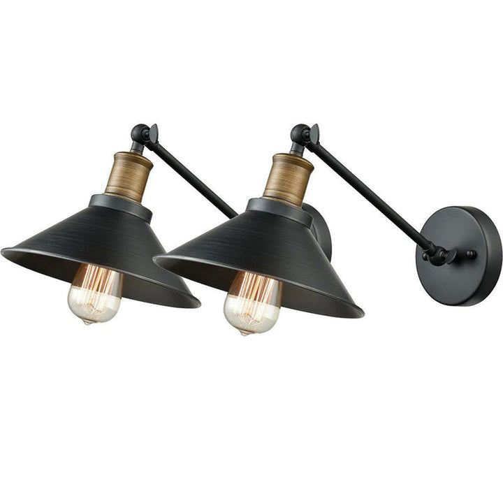 Skørter | Cone-shaped Shadow Bathroom Wall Lamp Rustic Metal 1/2-Light Black and Brass Wall-mounted Lamp with Swivel Patent