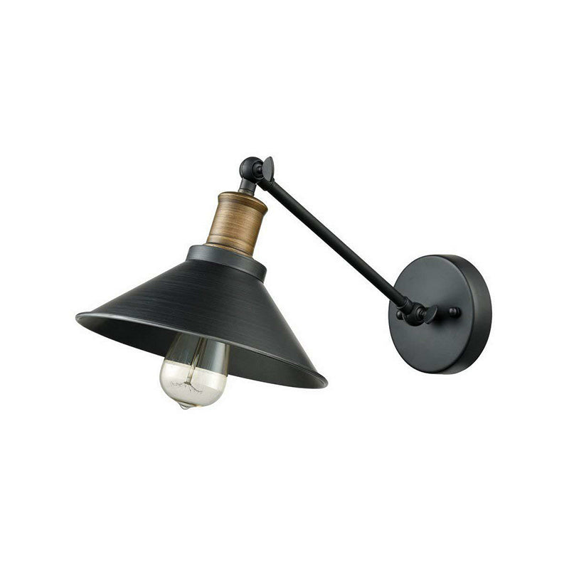Skørter | Cone-shaped Shadow Bathroom Wall Lamp Rustic Metal 1/2-Light Black and Brass Wall-mounted Lamp with Swivel Patent