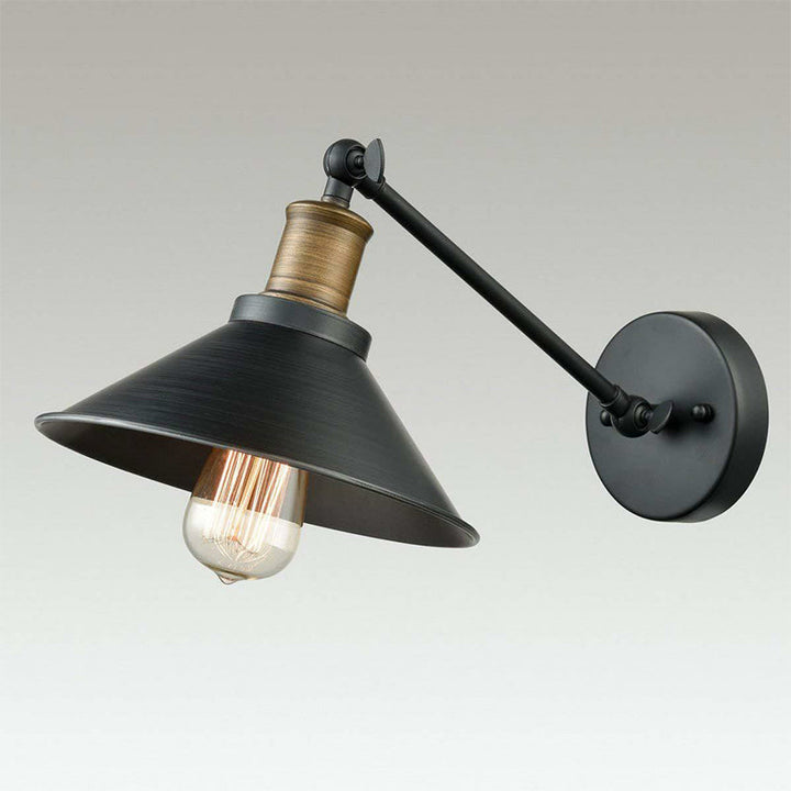 Skørter | Cone-shaped Shadow Bathroom Wall Lamp Rustic Metal 1/2-Light Black and Brass Wall-mounted Lamp with Swivel Patent