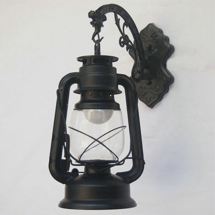 Lisslune | 1-Light Kerosene Wall Mount Lighting Nautical Black/Copper/Bronze Clear Glass Wall Lights for Dining Room