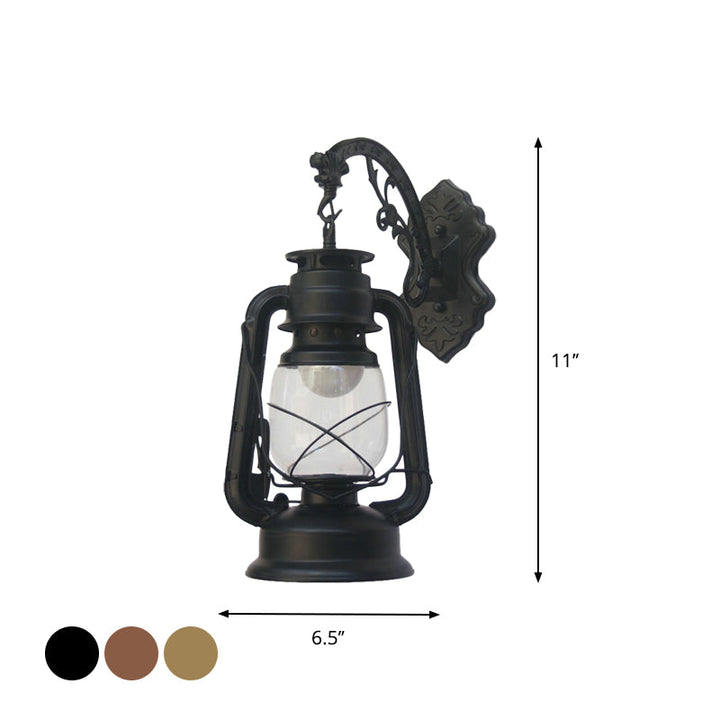 Lisslune | 1-Light Kerosene Wall Mount Lighting Nautical Black/Copper/Bronze Clear Glass Wall Lights for Dining Room