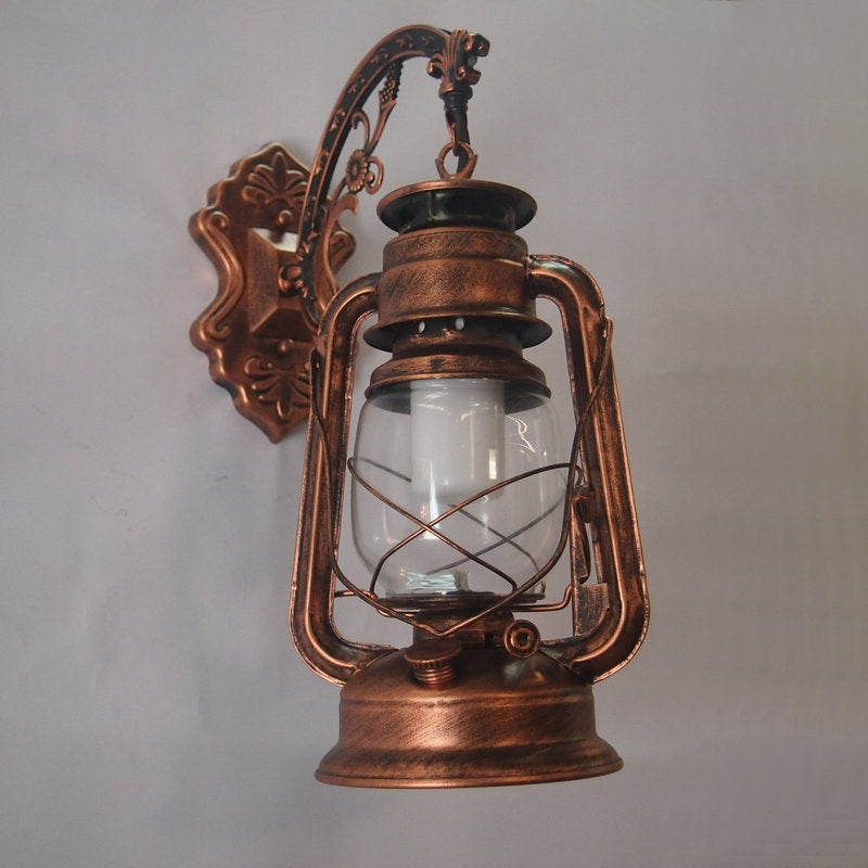 Lisslune | 1-Light Kerosene Wall Mount Lighting Nautical Black/Copper/Bronze Clear Glass Wall Lights for Dining Room