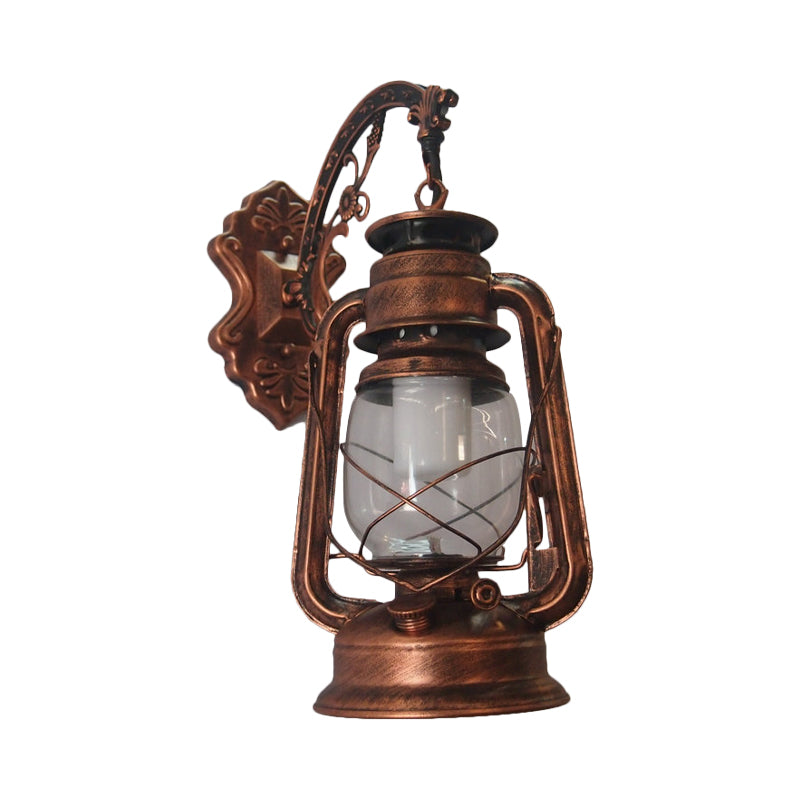 Lisslune | 1-Light Kerosene Wall Mount Lighting Nautical Black/Copper/Bronze Clear Glass Wall Lights for Dining Room
