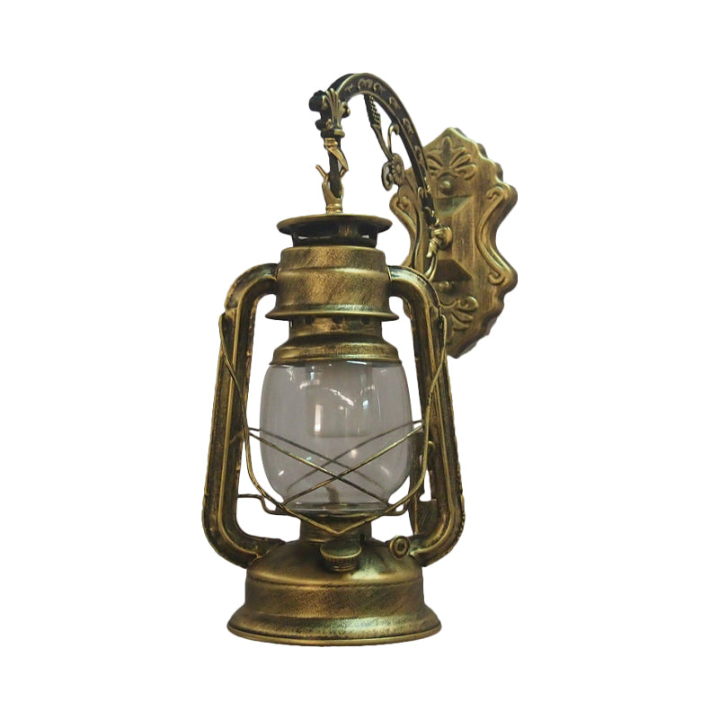 Lisslune | 1-Light Kerosene Wall Mount Lighting Nautical Black/Copper/Bronze Clear Glass Wall Lights for Dining Room