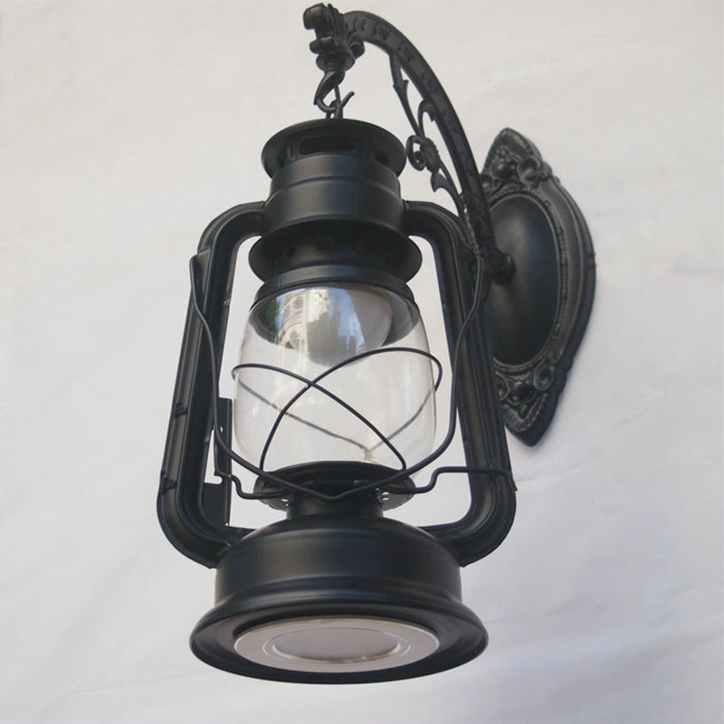 Lisslune | 1-Light Kerosene Wall Mount Lighting Nautical Black/Copper/Bronze Clear Glass Wall Lights for Dining Room