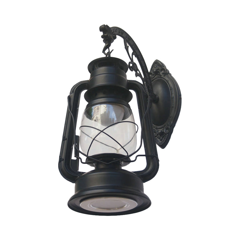 Lisslune | 1-Light Kerosene Wall Mount Lighting Nautical Black/Copper/Bronze Clear Glass Wall Lights for Dining Room