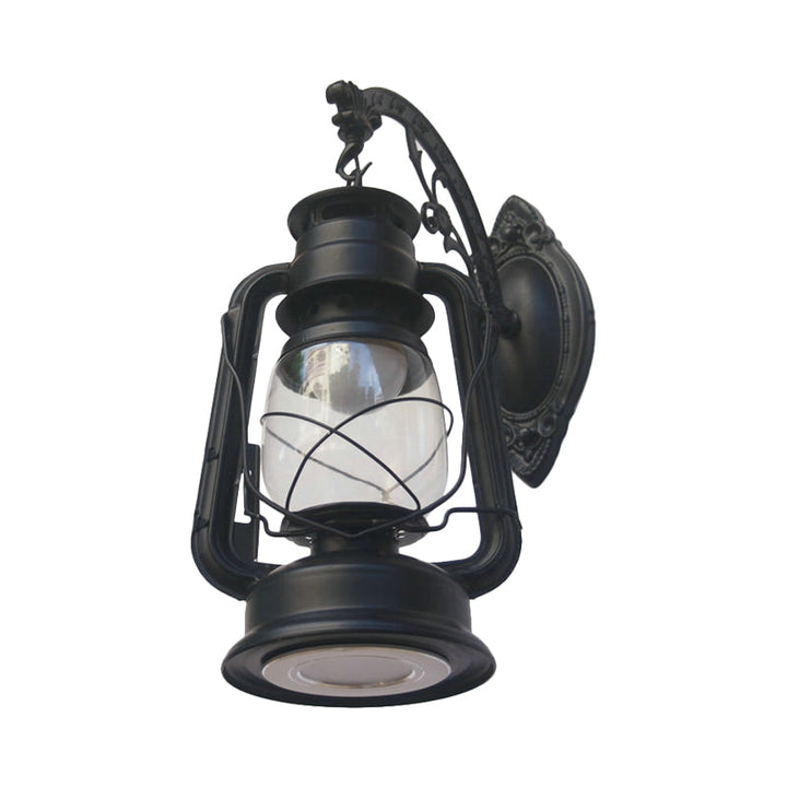 Lisslune | 1-Light Kerosene Wall Mount Lighting Nautical Black/Copper/Bronze Clear Glass Wall Lights for Dining Room