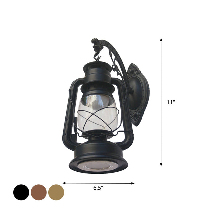 Lisslune | 1-Light Kerosene Wall Mount Lighting Nautical Black/Copper/Bronze Clear Glass Wall Lights for Dining Room