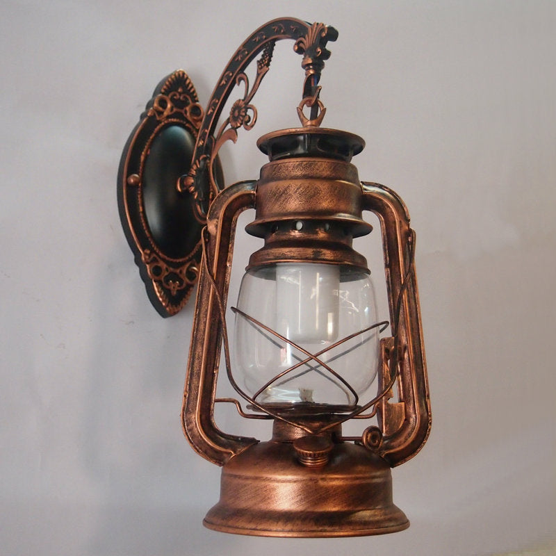 Lisslune | 1-Light Kerosene Wall Mount Lighting Nautical Black/Copper/Bronze Clear Glass Wall Lights for Dining Room