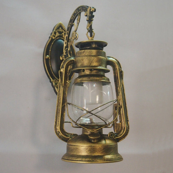 Lisslune | 1-Light Kerosene Wall Mount Lighting Nautical Black/Copper/Bronze Clear Glass Wall Lights for Dining Room