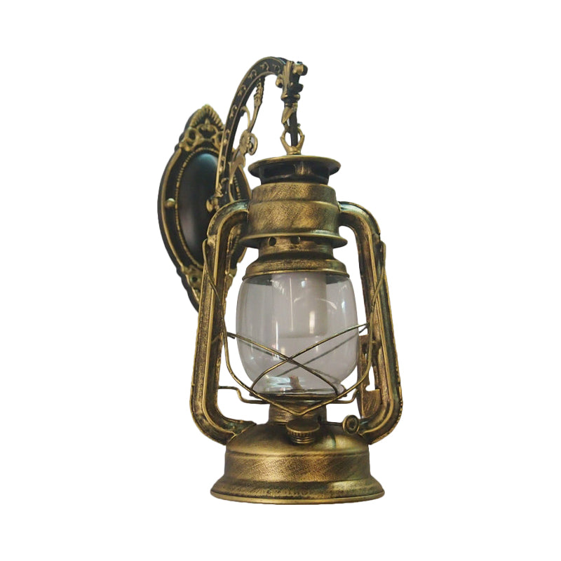 Lisslune | 1-Light Kerosene Wall Mount Lighting Nautical Black/Copper/Bronze Clear Glass Wall Lights for Dining Room