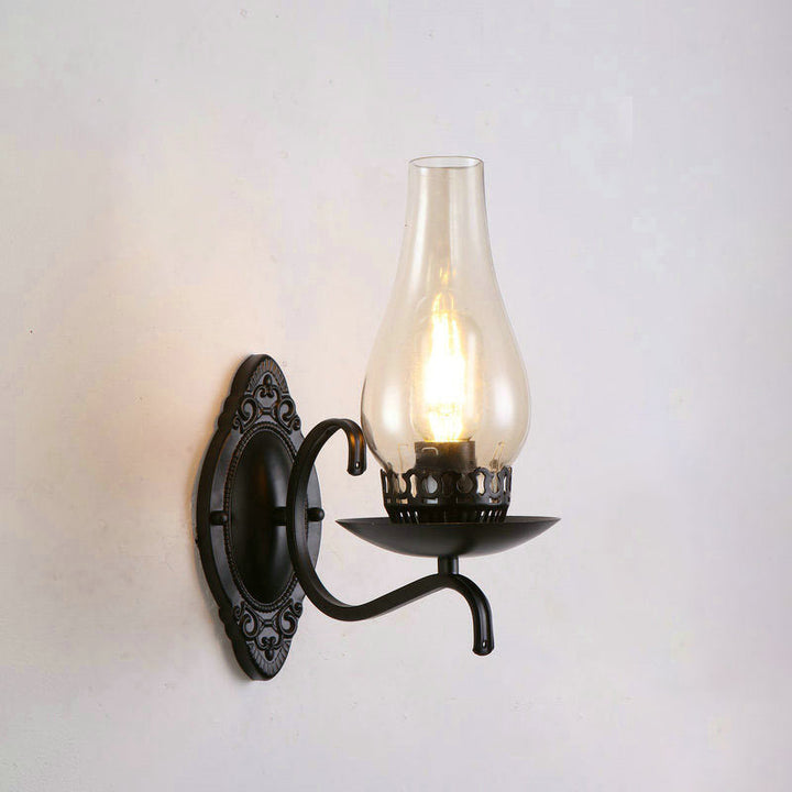 Lisslune | Single-arm Wall Light Industrial Hall Wall Light with Kerosene Clear/Frosted Glass Shade in Copper/Bronze