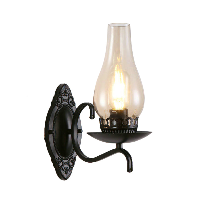 Lisslune | Single-arm Wall Light Industrial Hall Wall Light with Kerosene Clear/Frosted Glass Shade in Copper/Bronze