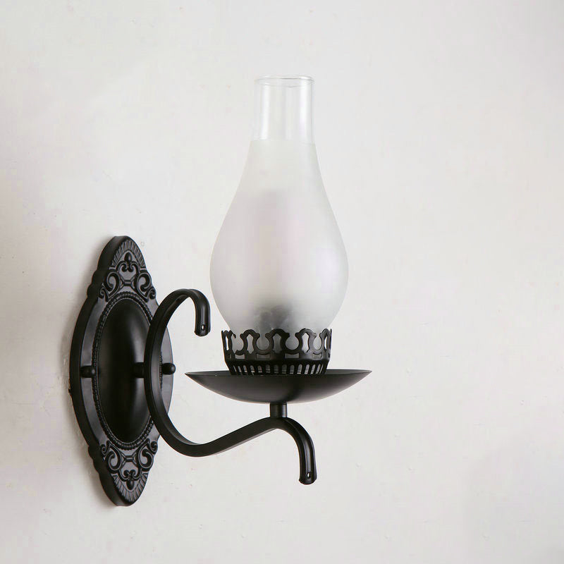 Lisslune | Single-arm Wall Light Industrial Hall Wall Light with Kerosene Clear/Frosted Glass Shade in Copper/Bronze