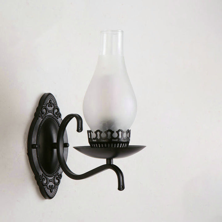 Lisslune | Single-arm Wall Light Industrial Hall Wall Light with Kerosene Clear/Frosted Glass Shade in Copper/Bronze