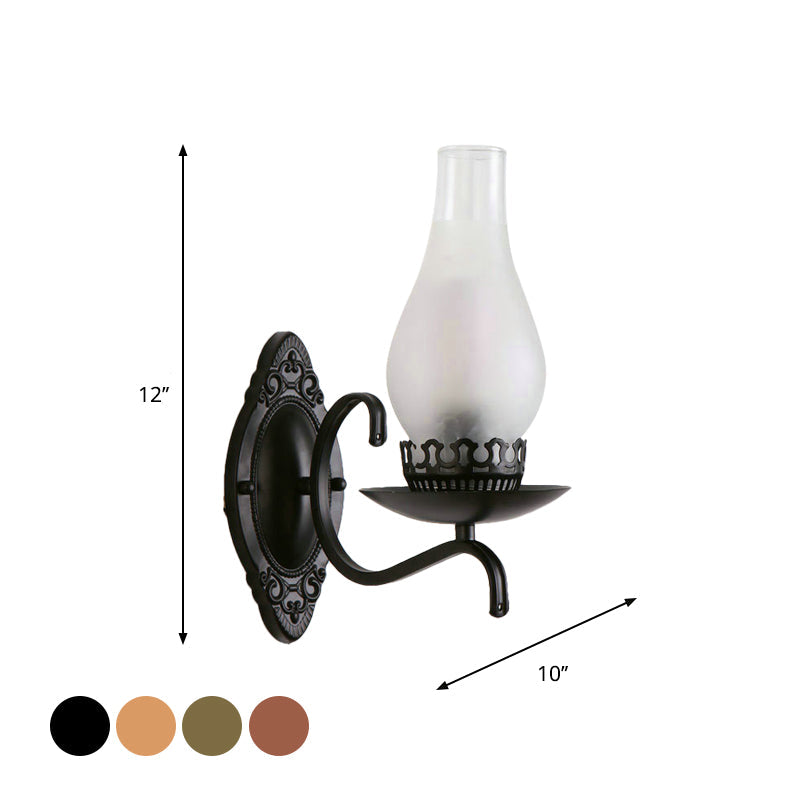 Lisslune | Single-arm Wall Light Industrial Hall Wall Light with Kerosene Clear/Frosted Glass Shade in Copper/Bronze