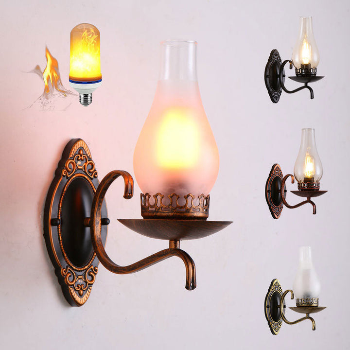 Lisslune | Single-arm Wall Light Industrial Hall Wall Light with Kerosene Clear/Frosted Glass Shade in Copper/Bronze