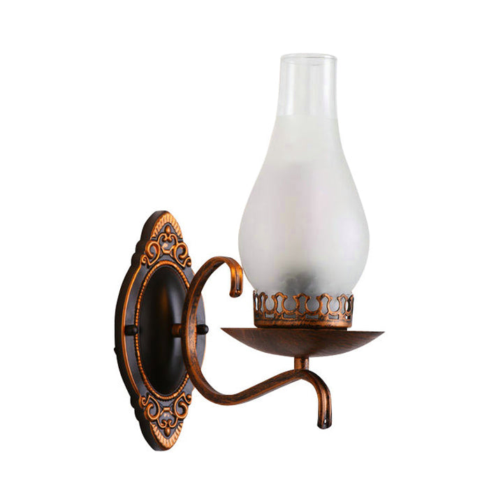 Lisslune | Single-arm Wall Light Industrial Hall Wall Light with Kerosene Clear/Frosted Glass Shade in Copper/Bronze