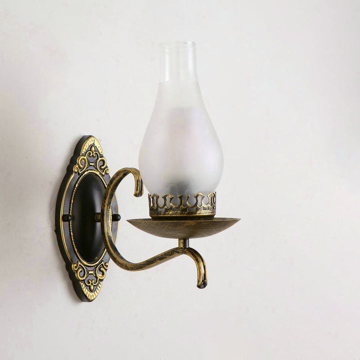 Lisslune | Single-arm Wall Light Industrial Hall Wall Light with Kerosene Clear/Frosted Glass Shade in Copper/Bronze