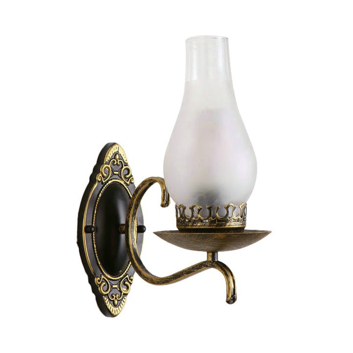 Lisslune | Single-arm Wall Light Industrial Hall Wall Light with Kerosene Clear/Frosted Glass Shade in Copper/Bronze