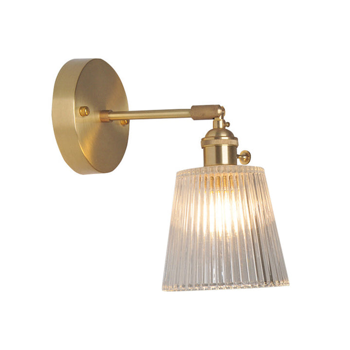 Skørter | Iron Brass Finish Wall Reading Light Swing Arm 1-Light Industrial Wall Mounted Lamp with Flower/Bowl Clear Glass Shade