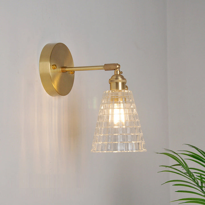 Skørter | Iron Brass Finish Wall Reading Light Swing Arm 1-Light Industrial Wall Mounted Lamp with Flower/Bowl Clear Glass Shade