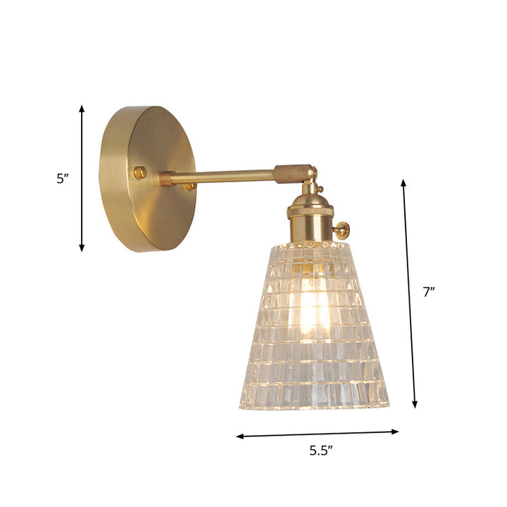Skørter | Iron Brass Finish Wall Reading Light Swing Arm 1-Light Industrial Wall Mounted Lamp with Flower/Bowl Clear Glass Shade