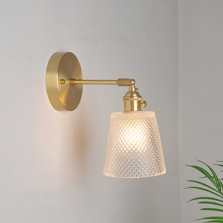 Skørter | Iron Brass Finish Wall Reading Light Swing Arm 1-Light Industrial Wall Mounted Lamp with Flower/Bowl Clear Glass Shade
